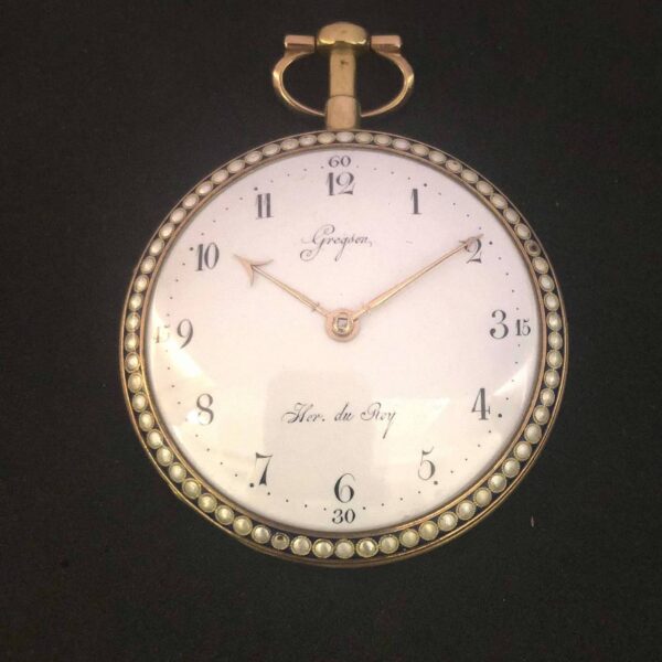 Gregson a Paris, flache Taschenuhr mit Kommahemmung, 1780-85